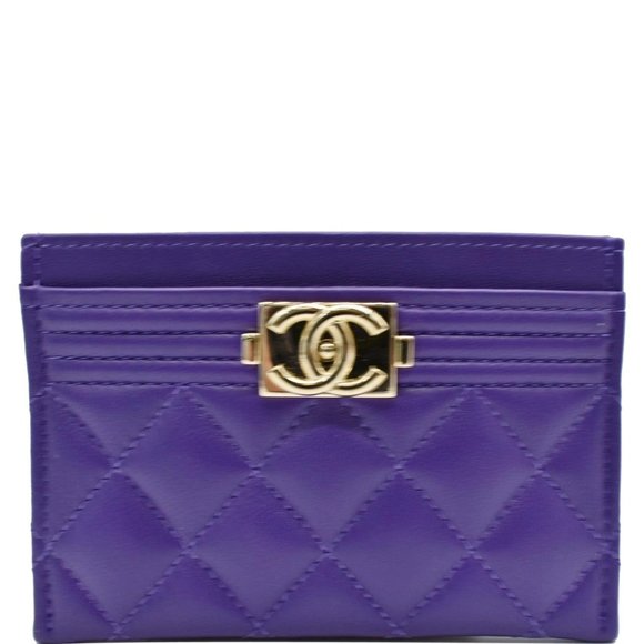CHANEL Handbags - CHANEL  Boy Leather Card Holder Purple